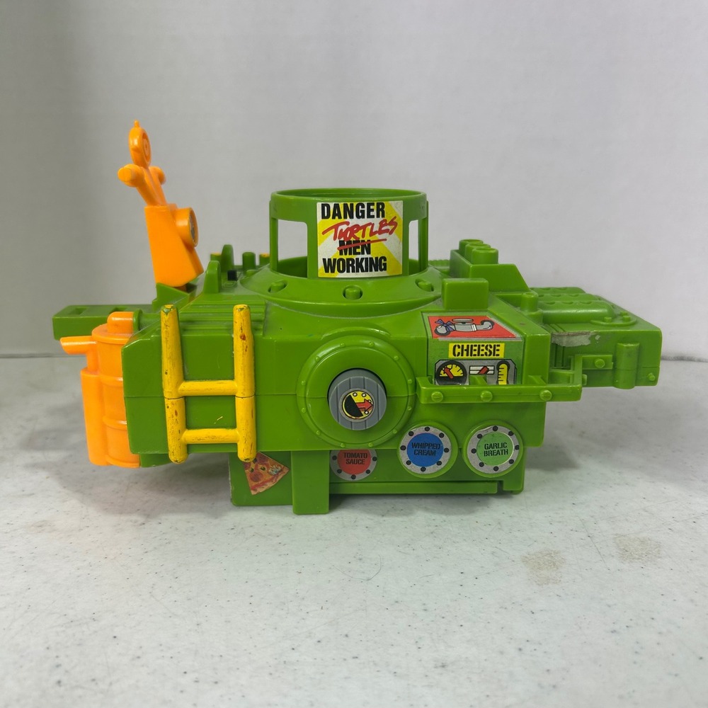 Vintage 1989 TMNT Pizza Thrower Vehicle Playmates Toys Green With 4 Discs